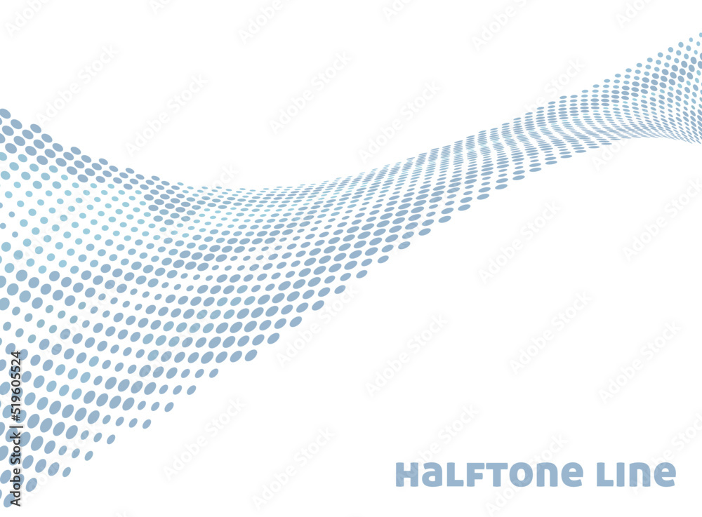 Poster bluish curved dotted line with halftone effect