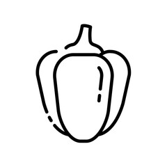 Bell pepper, paprika icon vector illustration in outline style. Vegetable sign