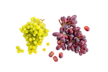 Bunch of grapes, top view. Fresh fruits nad berries background