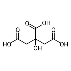 chemical structure of Citric acid (C6H8O7)