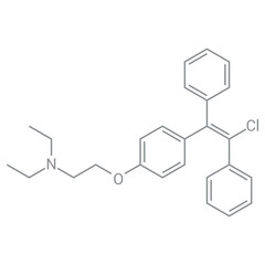 chemical structure of Clomifene or clomiphene (C26H28ClNO)