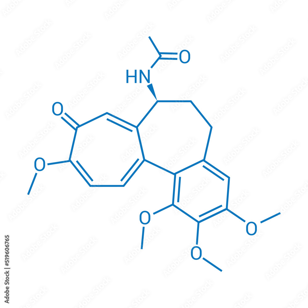 Sticker chemical structure of Colchicine (C22H25NO6)