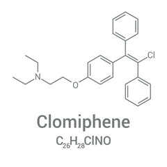 chemical structure of Clomifene or clomiphene (C26H28ClNO)