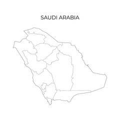 Saudi Arabia administrative division map. Vector illustration in outline style