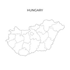 Hungary administrative division map. Vector illustration in outline style
