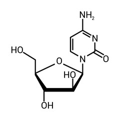 chemical structure of Cytarabine (C9H13N3O5)