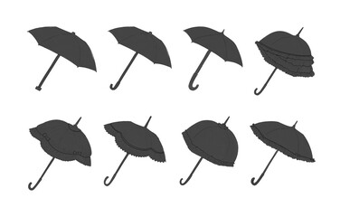 黒の傘のイラストセット