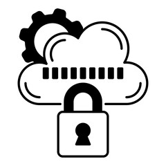 File Transfer Security Using Encryption Vector Icon Design, Cloud Processing Symbol, Computing Services Sign, Web Services and Data Center stock illustration, Secure Transmission Concept