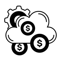 Financial App using Remote Machine Vector Icon Design, Cloud Processing Symbol, Computing Services Sign, Web Services and Data Center stock illustration, Cloud based Fintech Concept