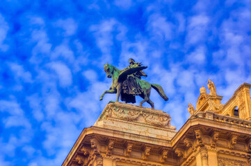 Detail at Vienna State Opera building in Vienna, Austria.