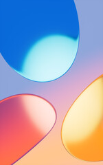 Abstract glass and curves with blue background, 3d rendering.