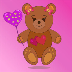 bear and heart, vector illustration