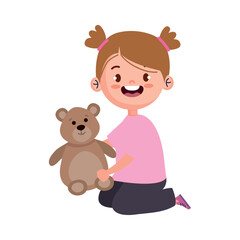 girl playing with bear