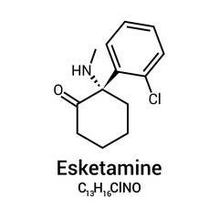 Fototapeta premium chemical structure of Esketamine (C13H16ClNO)