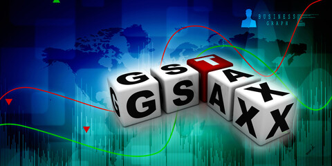 3d rendering GST Tax India with business graph
