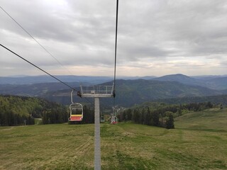 Fototapeta na wymiar Photo of the Carpathian Mountains in the spring of 2022.