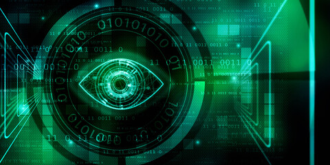 2d illustration Digital composite of Eye scanning a futuristic interface