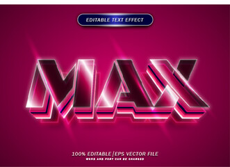 Luxury red max neon style text effect. 3d font style effect.