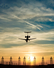airplane at sunset