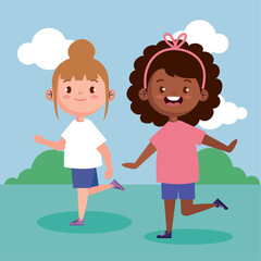 interracial little girls playing