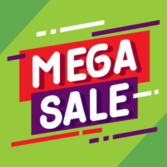 mega sale green marketing banner