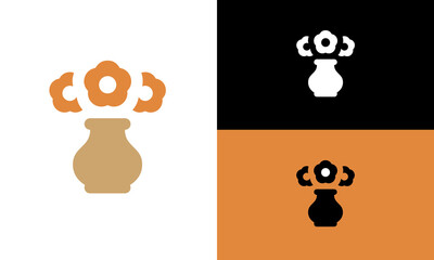 Fruits, plant, flower vector icon with color and black and white eps 8