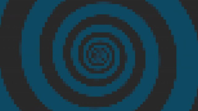 8 bit spiral with blue pixels, motion abstract corporate, game and retro style background