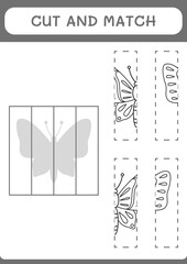 Cut and match parts of Butterfly, game for children. Vector illustration, printable worksheet