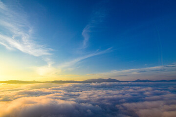 dusk sky and twilight in morning day with soft cloud and some foggy for nature advertising background and texture space