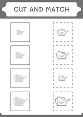 Cut and match parts of Watering can, game for children. Vector illustration, printable worksheet