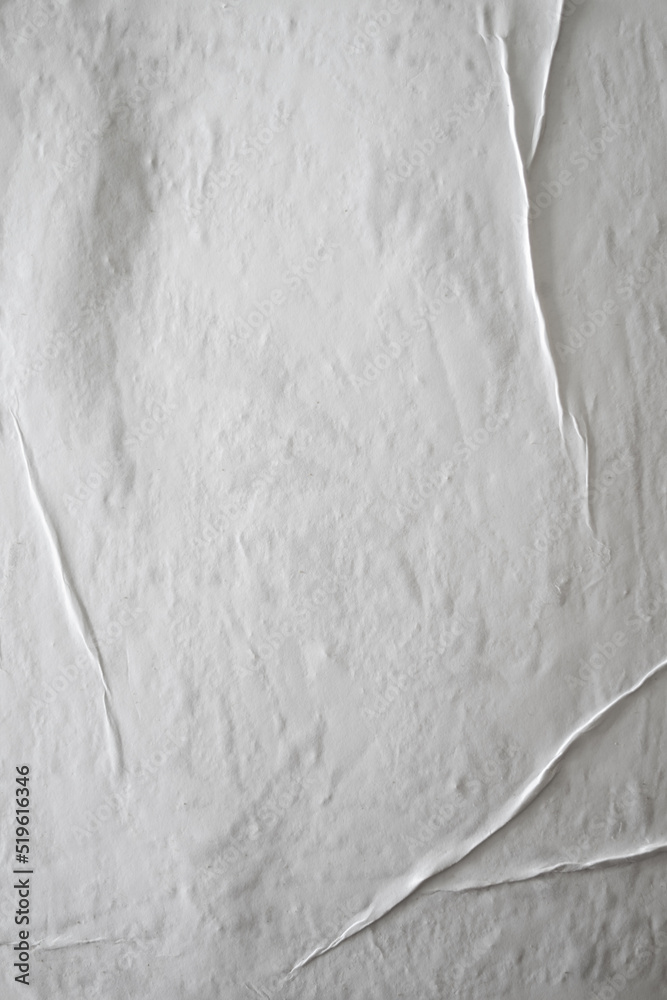 Poster blank white glued paper for poster texture overlay. crumpled and wrinkled pattern for background. ma