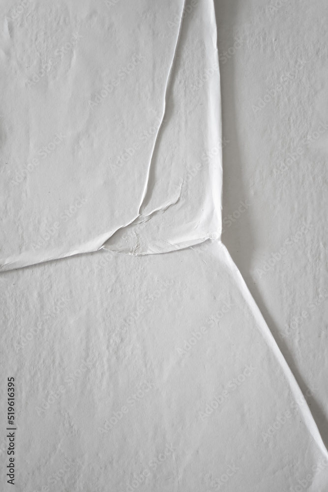 Poster blank white glued paper for poster texture overlay. crumpled and wrinkled pattern for background. ma