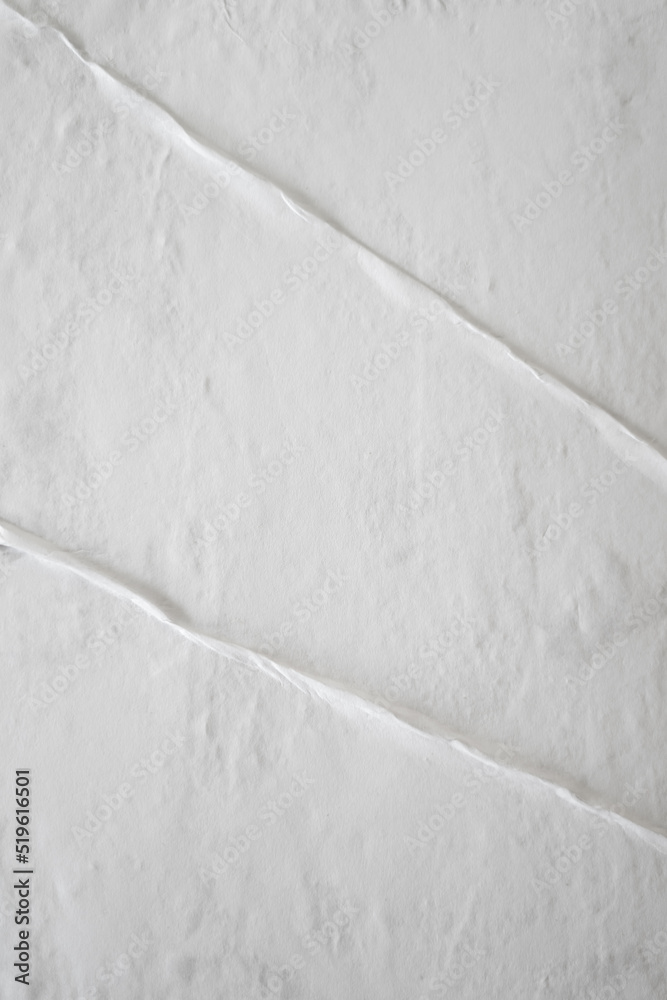 Poster blank white glued paper for poster texture overlay. crumpled and wrinkled pattern for background. ma