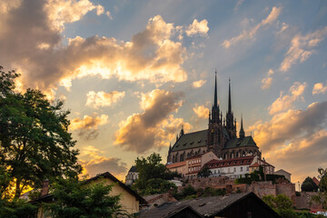 Beautiful old architecture. Petrov, the Cathedral of St. Peter and Paul. City of Brno - Czech...