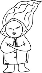 Girl wearing a headscarf Illustration. Hand-drawn doodles illustration.
Line art