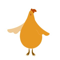 yellow chicken Illustration. Hand-drawn illustration. Bird