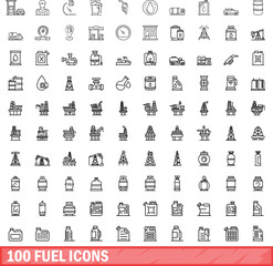 100 fuel icons set. Outline illustration of 100 fuel icons vector set isolated on white background