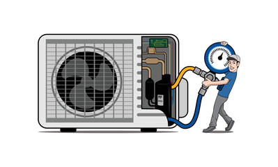 HVAC service with character design illustration vector eps format , suitable for your design needs, logo, illustration, animation, etc.