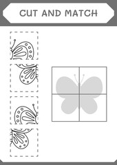 Cut and match parts of Butterfly, game for children. Vector illustration, printable worksheet