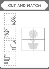 Cut and match parts of Flower, game for children. Vector illustration, printable worksheet