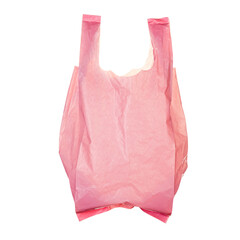 Pink plastic bags isolated on white background