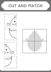 Cut and match parts of Chick, game for children. Vector illustration, printable worksheet