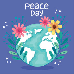 Fototapeta na wymiar peace day lettering postcard