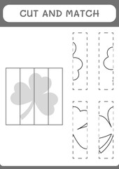 Cut and match parts of Clover, game for children. Vector illustration, printable worksheet