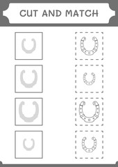 Cut and match parts of Horseshoe, game for children. Vector illustration, printable worksheet