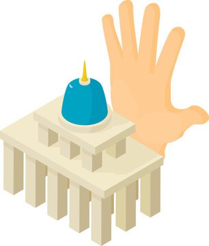 Democracy concept icon isometric vector. Legislature building, open human palm. Capitol building, legislature
