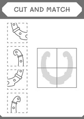 Cut and match parts of Horseshoe, game for children. Vector illustration, printable worksheet