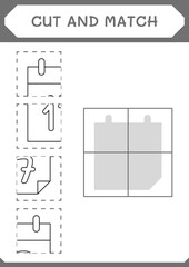 Cut and match parts of Calender, game for children. Vector illustration, printable worksheet