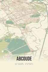 Abcoude, Utrecht vintage street map. Retro Dutch city plan.