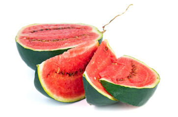 Watermelon and slices isolated on white background